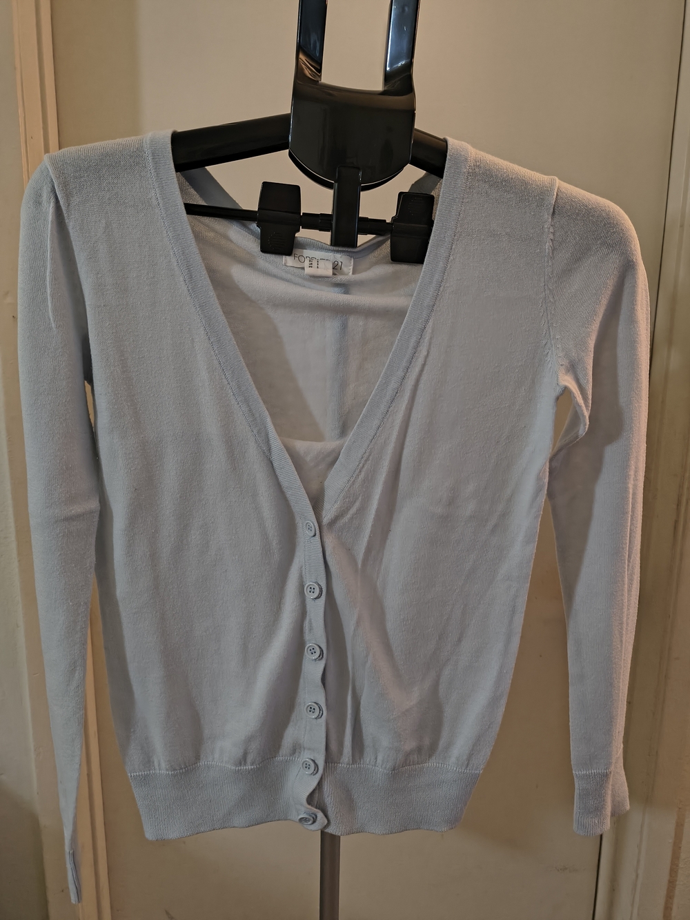 Forever 21 Light Blue V-Neck Button-Front Cardigan